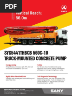 Vertical Reach: 56.0m: SYG5441THBCB 560C-10 Truck-Mounted Concrete Pump