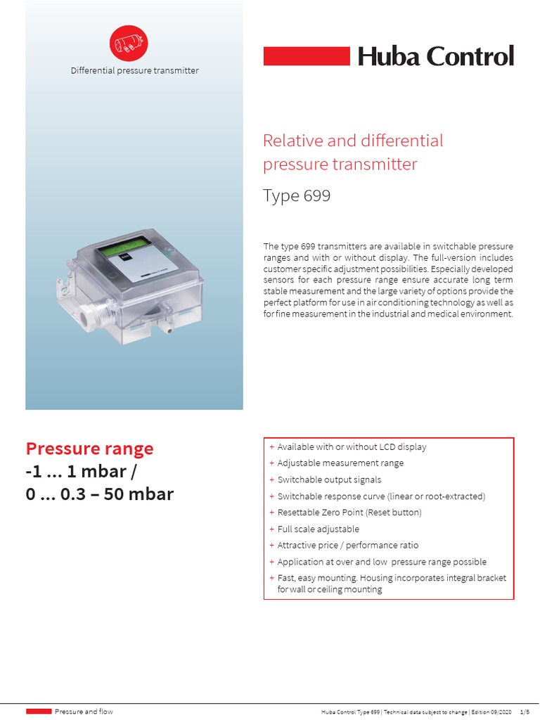 Huba Control Type 699 Pressure Transmitter | PDF | Pressure ...
