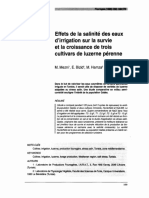 Effets de La Salinite Des Eaux D-Irrigation Sur La Survie de 3 Cultivars de Luzerne