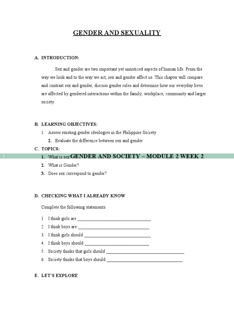 Understanding Gender and Society | PDF | Gender | Gender Studies