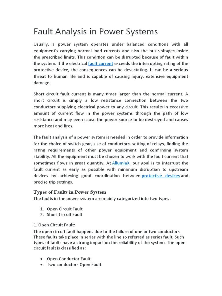 Fault Analysis In Power System Pdf