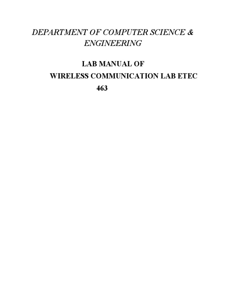 Department of Computer Science & Engineering Lab Manual of Wireless