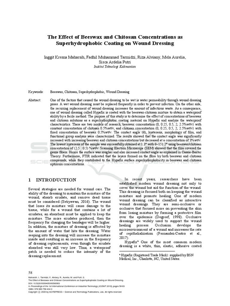 The Effect of Beeswax PDF Hydrophobe Chemistry
