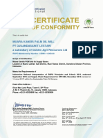 RSPO-certified Muara Kandis Palm Oil Mill certificate