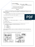 Ensino religioso sobre respeito e solidariedade