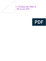 Chapter 3: Working With Tables in MS Access 2010