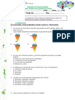 Evaluación de Ciencias Naturales Capas de La Tierra