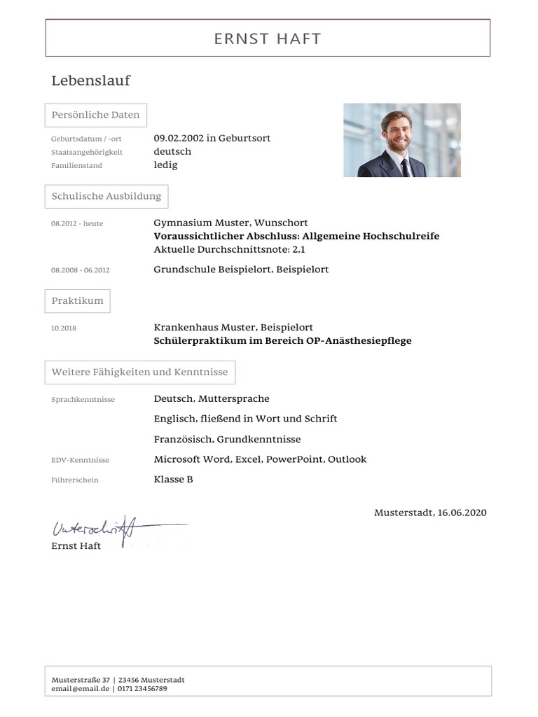 Lebenslauf Praktikum Erfolgreiche Bewerbung