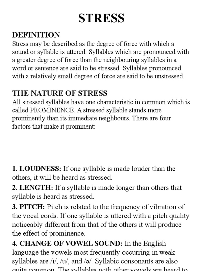 Stress | PDF | Stress (Linguistics) | Syllable