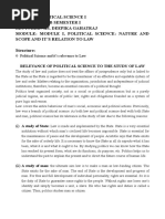 Subject: Political Science I Course: Ba LLB Semester I Lecturer: Ms. Deepika Gahatraj Module: Module I, Political Science: Nature and Scope and It'S Relation To Law Structure