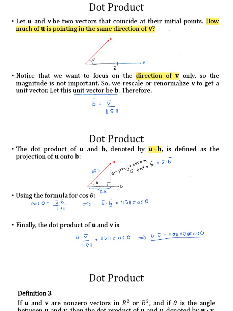Understanding Dot Product and Projections | PDF | Euclidean Vector ...