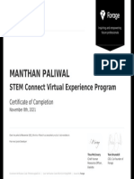 Manthan Paliwal: STEM Connect Virtual Experience Program