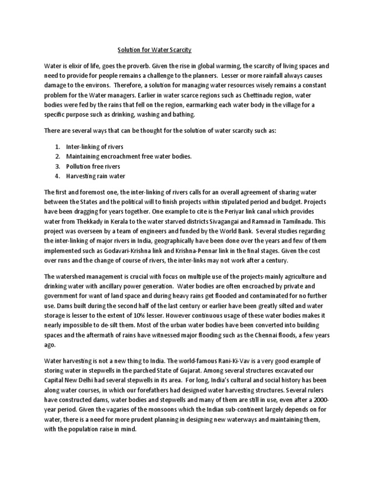 Solutions for Water Scarcity Management | PDF | Water | Water Scarcity