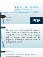 Nice Journal of Business: TOPIC-Managerial Hierarchy and Ethical Behavioral Practices: A Study in BHEL