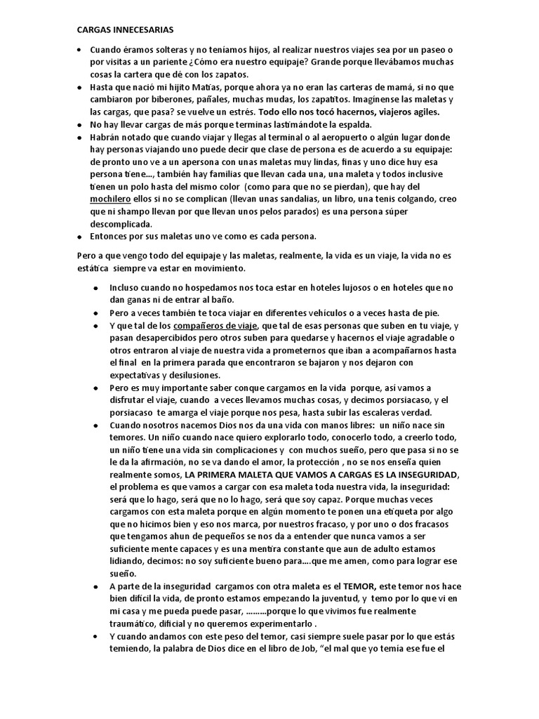 Cargas Innecesarias PDF Dios