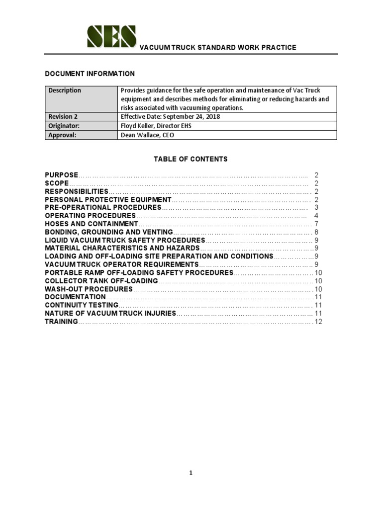 Vacuum Truck Safety Program PDF Personal Protective Equipment Vacuum
