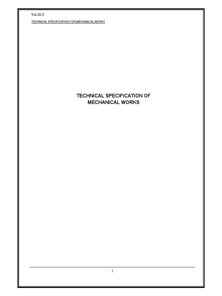 Technical Specification of Mechanical Works: Vol-III-C | PDF | Pump | Valve