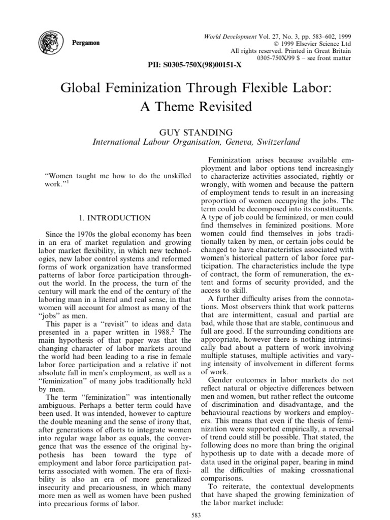 Standing. Global Feminization Through Flexible Labor PDF Labour