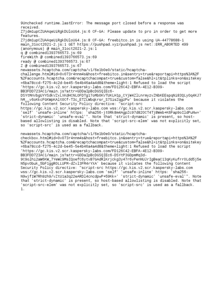 JavaScript Errors and CSP Violations | PDF | Computing | Software