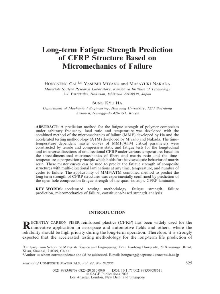 Long-Term Fatigue Strength Prediction of CFRP Structure Based On ...