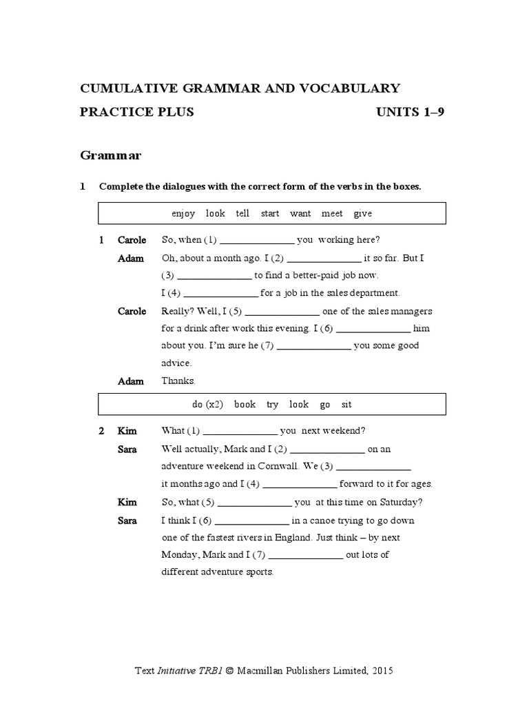 Grammar Vocab Practice Units 1 9 | PDF | Adjective | Linguistic Morphology