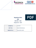 Negotiation Skills RAK: Sbs/Abs - Bba Assignment - 2021