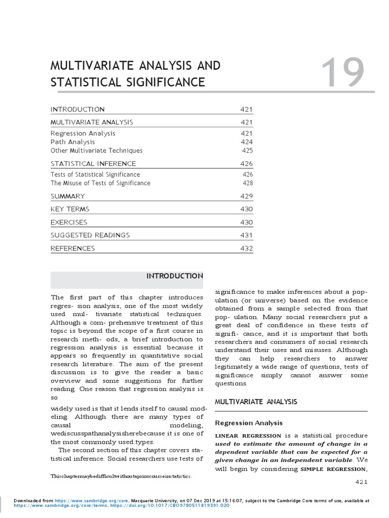 Multivariate Analysis & Significance | PDF | Statistics | Statistical ...