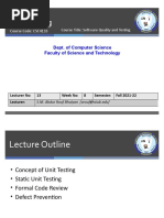 Unit Testing: Dept. of Computer Science Faculty of Science and Technology