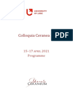 Colloquia Ceranea 2021 Programme