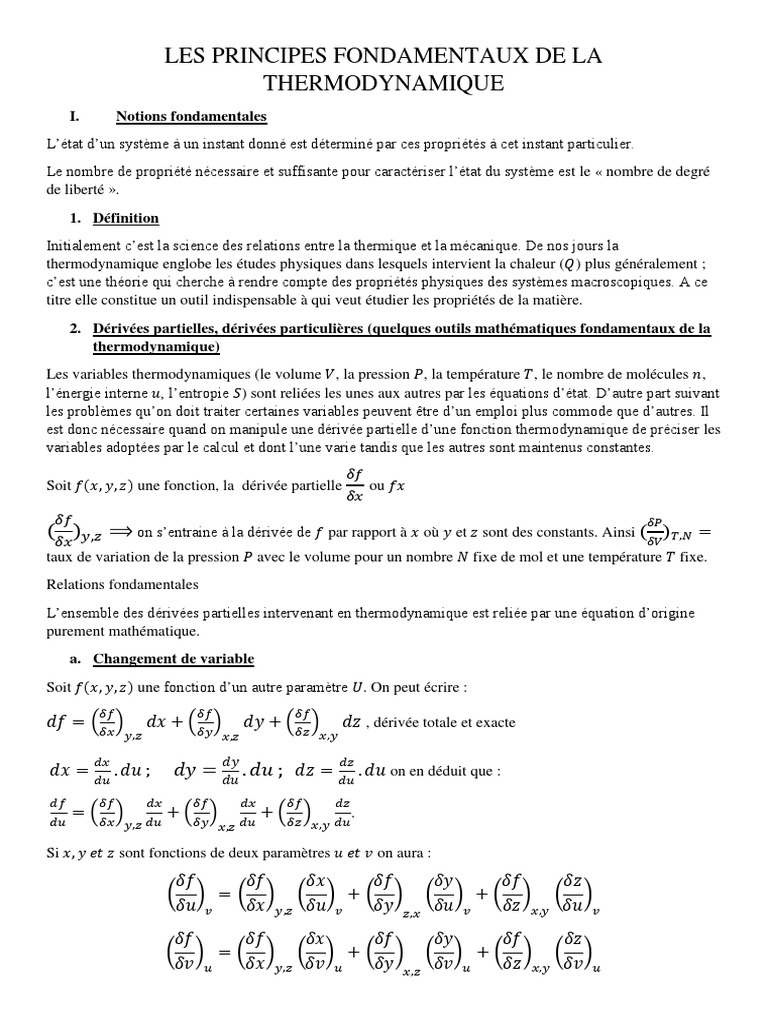 Principes de la thermodynamique expliqués | PDF | Thermodynamique | Chaleur