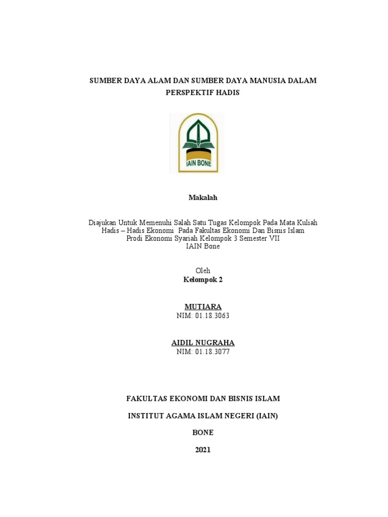 Sumber Daya Alam dan Manusia dalam Hadis | PDF