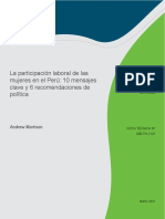 La Participacion Laboral de Las Mujeres en El Peru 10 Mensajes Clave y 6 Recomendaciones de Politica