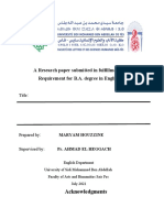 A Research Paper Submitted in Fulfillment of The Requirement For B.A. Degree in English Studies