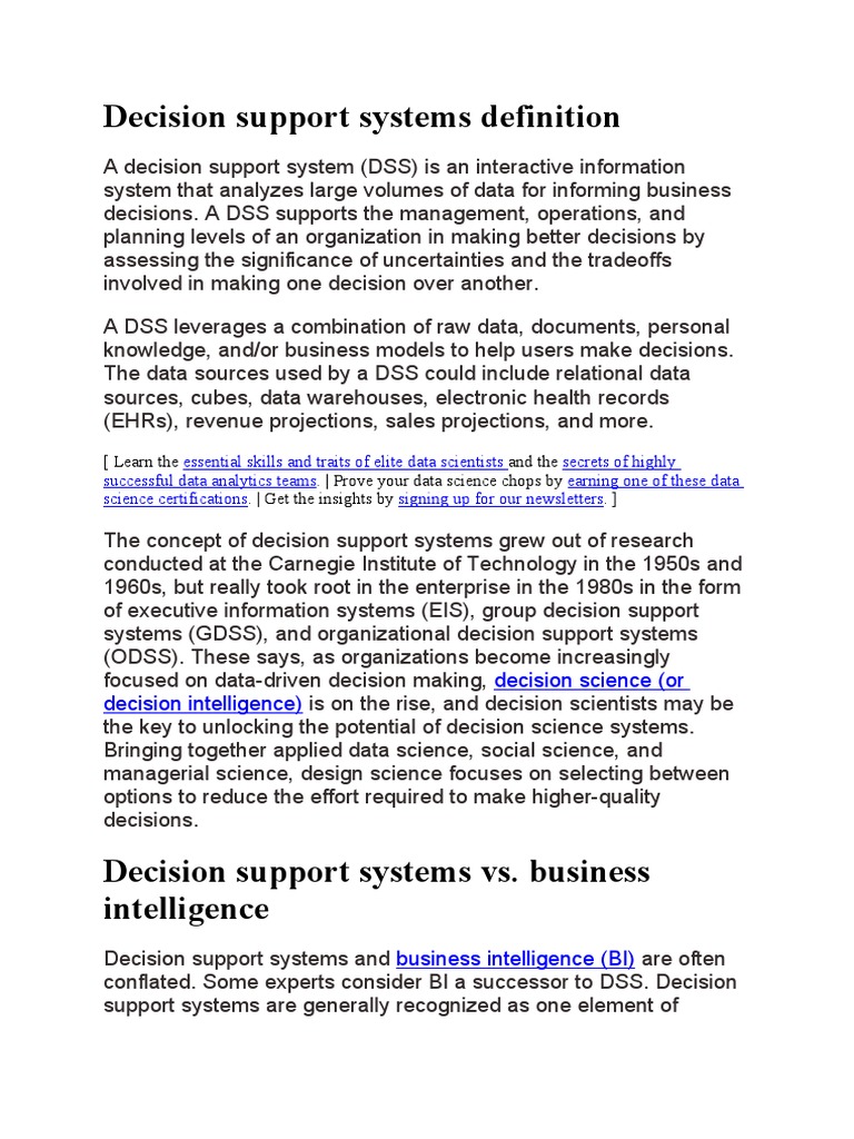 Understanding Decision Support Systems | PDF | Decision Support System ...