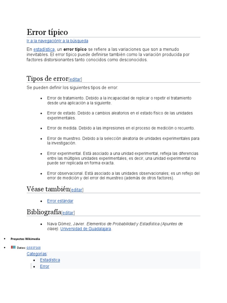 Tipos de Error Típico en Estadística | PDF | Estadísticas | Medición