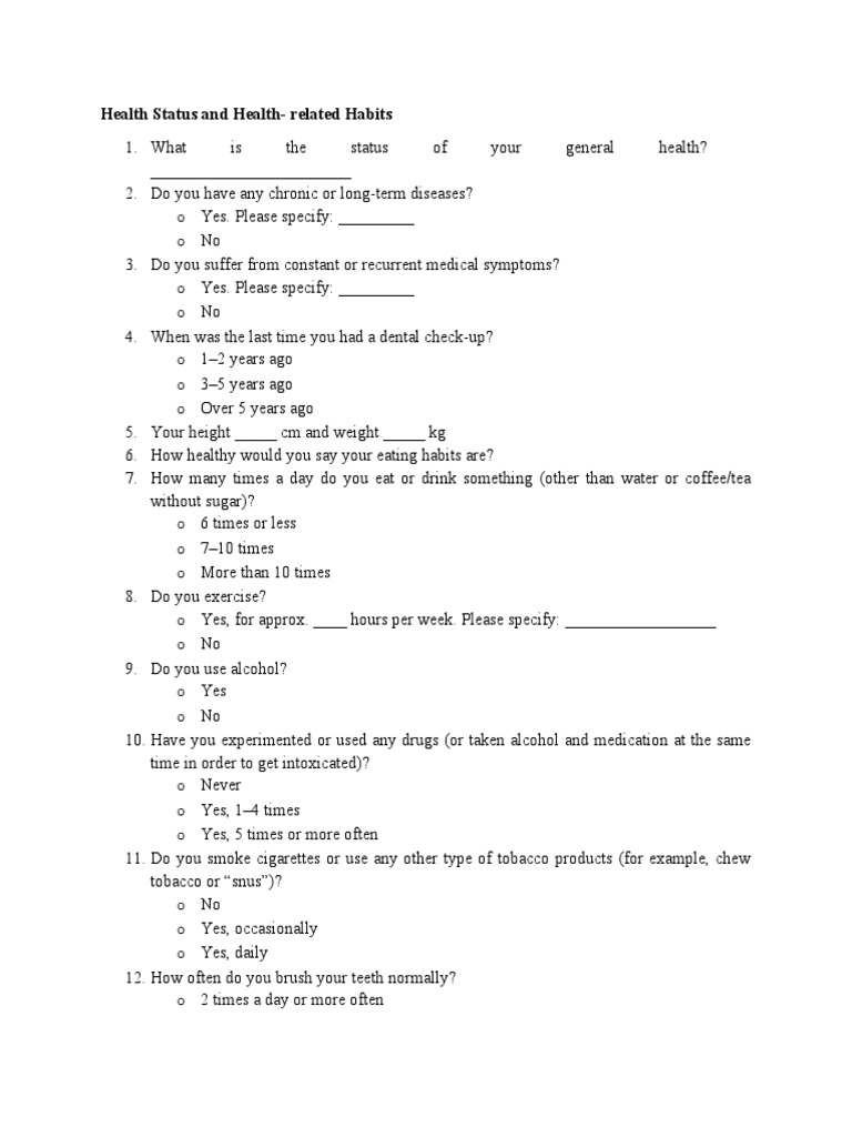 Mental Health Questionnaire | PDF | Sleep | Cough