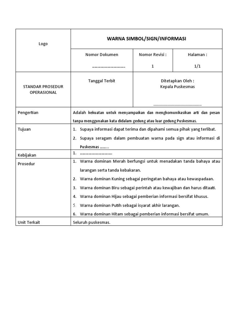 SOP Warna Signinformasi | PDF