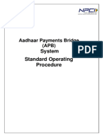 System Standard Operating Procedure: Aadhaar Payments Bridge (APB)