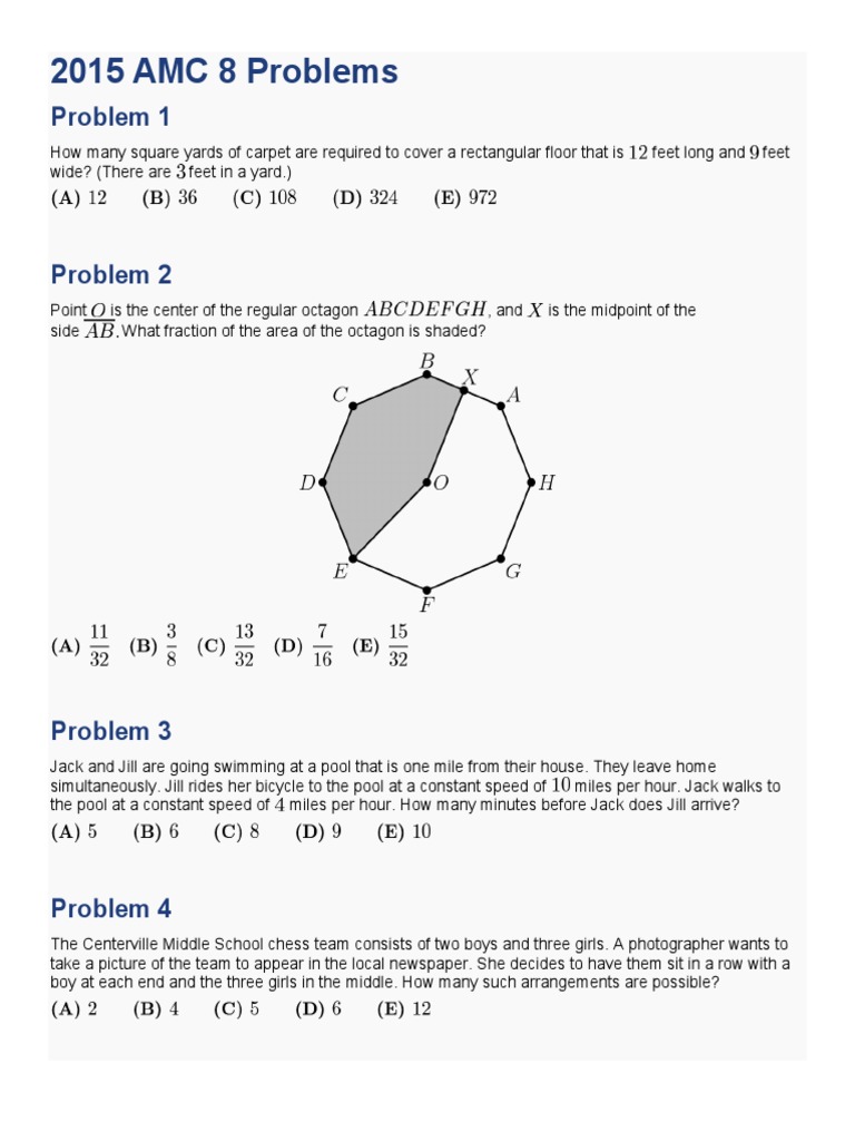 2015 AMC 8 Problems Problem 1 PDF Area Triangle