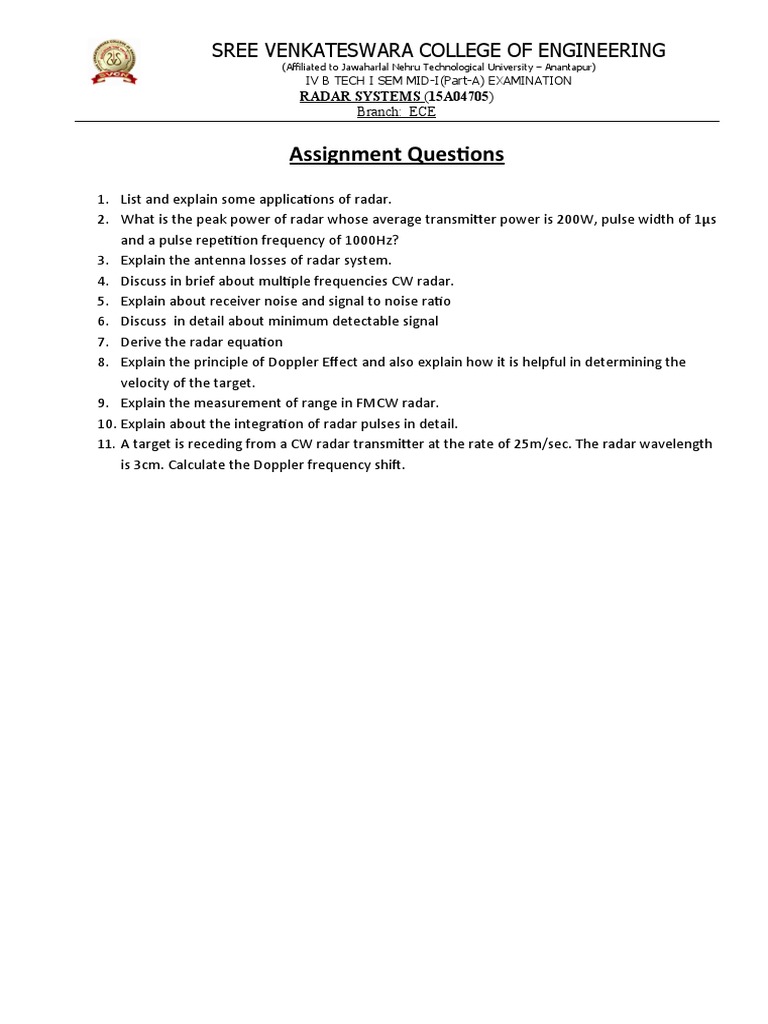 RS Assignment Questions | PDF | Technology & Engineering