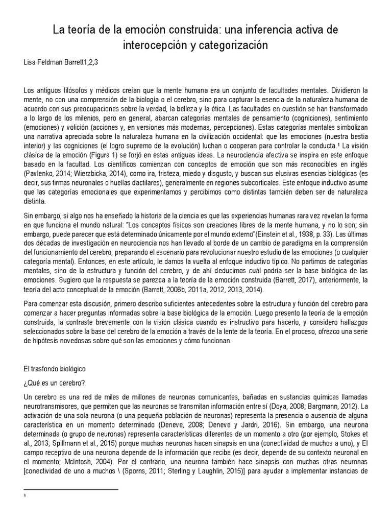 Teoría de la emoción construida | PDF | Las emociones | Cerebro