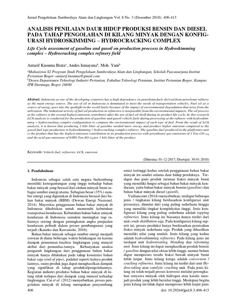 Life Cycle Assessment of Gasoline and Gasoil Indonesia | PDF | Life ...