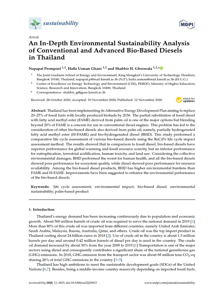 Sustainability-12-09415-V3 LCI HVO | PDF | Life Cycle Assessment | Biofuel