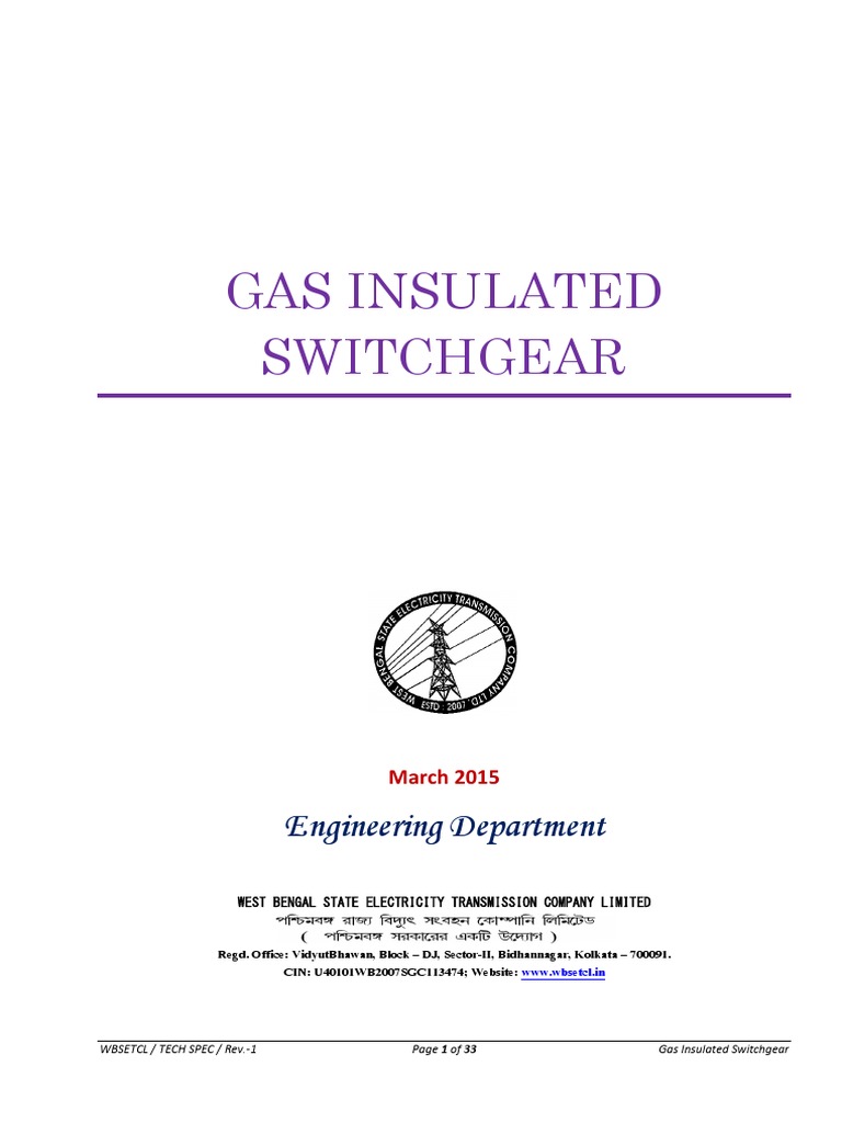 Gas Insulated Switchgear Specifications | PDF | Insulator (Electricity ...