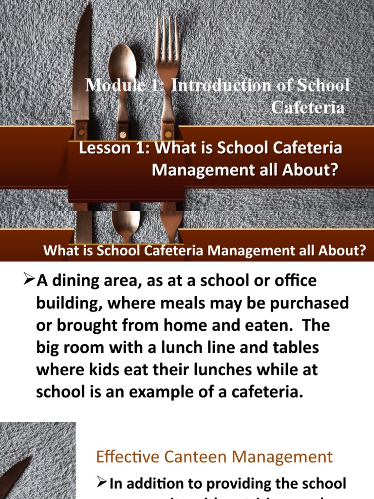 Introduction to Effective School Cafeteria Management PDF
