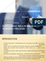 Panna Dhai Maa Subharti Nursing College: Innovations in Nursing Amritanshu Chanchal M.SC Nursing 2nd Year