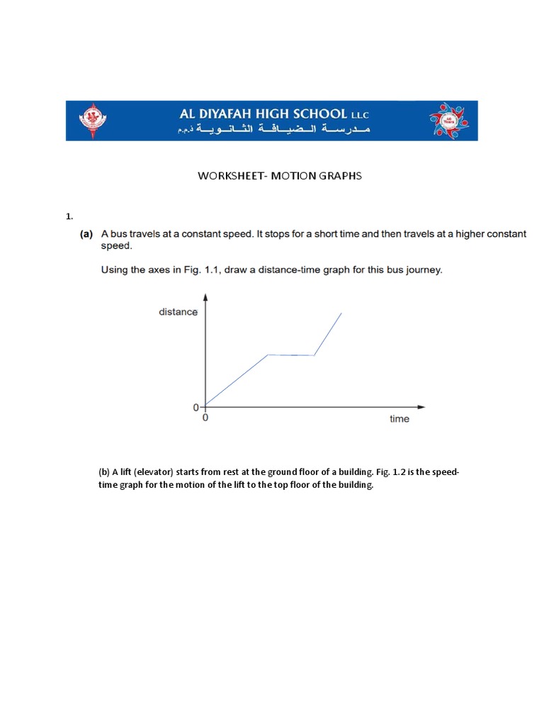 Motion Graphs Worksheet | PDF | Velocity | Acceleration