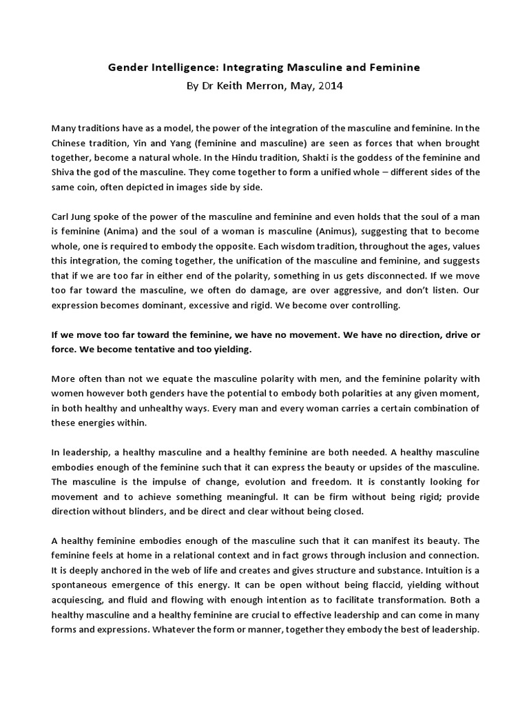 Gender Intelligence in Leadership Dynamics | PDF | Femininity | Masculinity