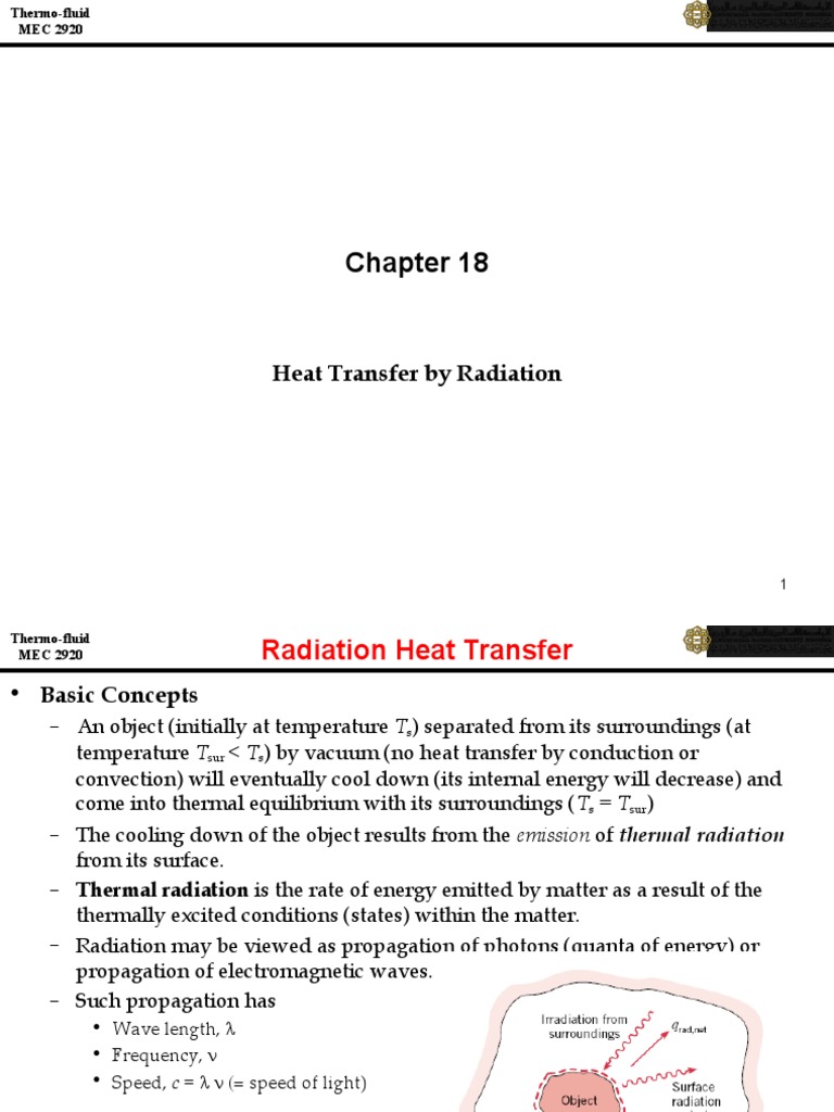Radiation Heat Transfer Concepts Explained | PDF | Electromagnetic ...