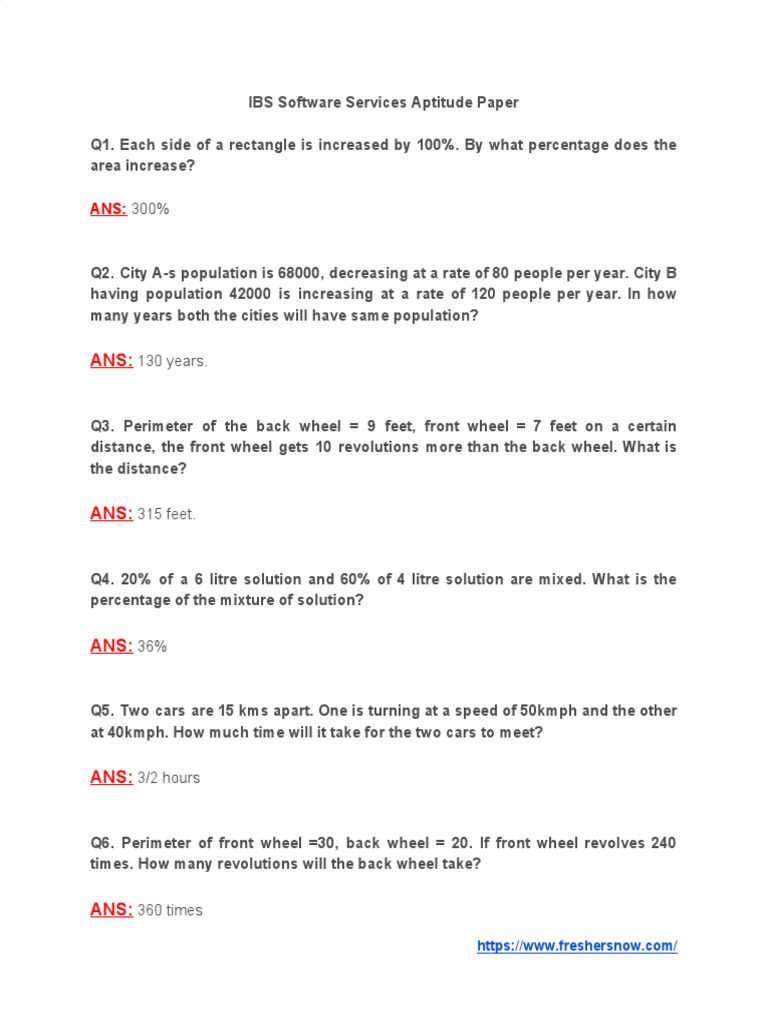 IBS Software Services Aptitude Test | PDF | Computer Engineering ...